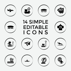 Set of 14 plane filled icons