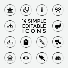 Set of 14 stick filled icons