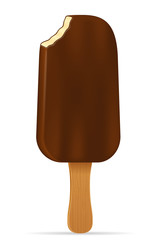 ice cream in chocolate glaze on stick stock vector illustration