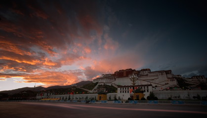 dawn view of Potala Palace in Lhasa, Tibet, China