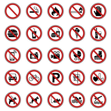 25 Verbots- & Warnschilder (Rot)