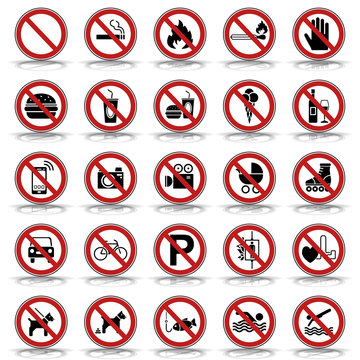 25 Verbots- & Warnschilder (in Rot)