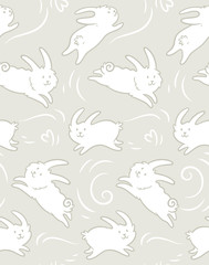 Seamless pattern with cute rabbits shapes