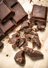 Dark chocolate on old paper.