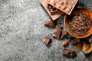 Grated chocolate in a bowl.