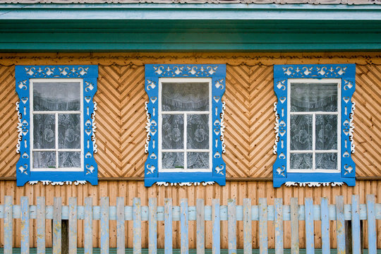 Bashkortostan. Derevensky painted house