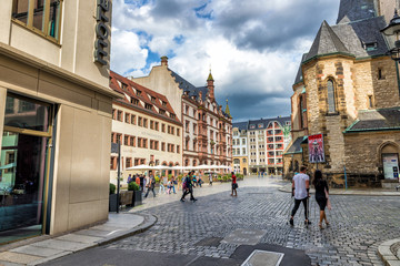 LEIPZIG, GERMANY - JULY 17, 2016: Tourists visit city streets. Leipzig attracts 3 million tourists...