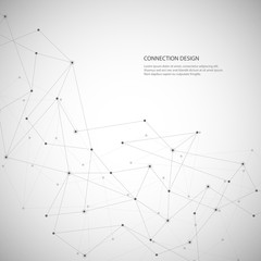 Vector global creative social network. Abstract polygonal background with lines and dots.