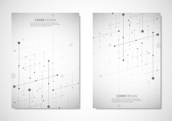 Abstract vector polygonal geometric shape with connection lines and dots background.