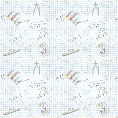 seamless pattern of graphic tools charts graphs on a sheet of paper