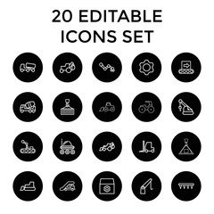 Machinery icons. set of 20 editable outline machinery icons