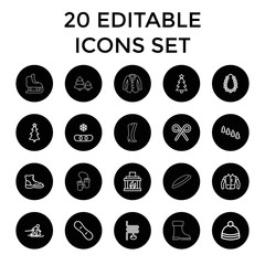 Winter icons. set of 20 editable outline winter icons