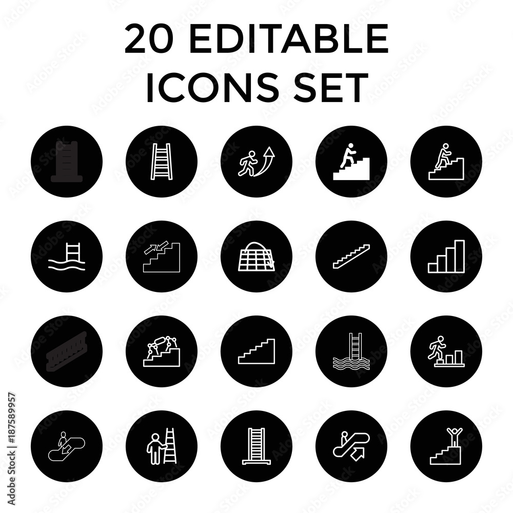 Wall mural Staircase icons. set of 20 editable outline staircase icons