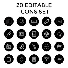 Template icons. set of 20 editable outline template icons