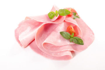 fresh ham slice on white background