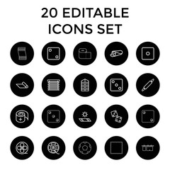 Roll icons. set of 20 editable outline roll icons