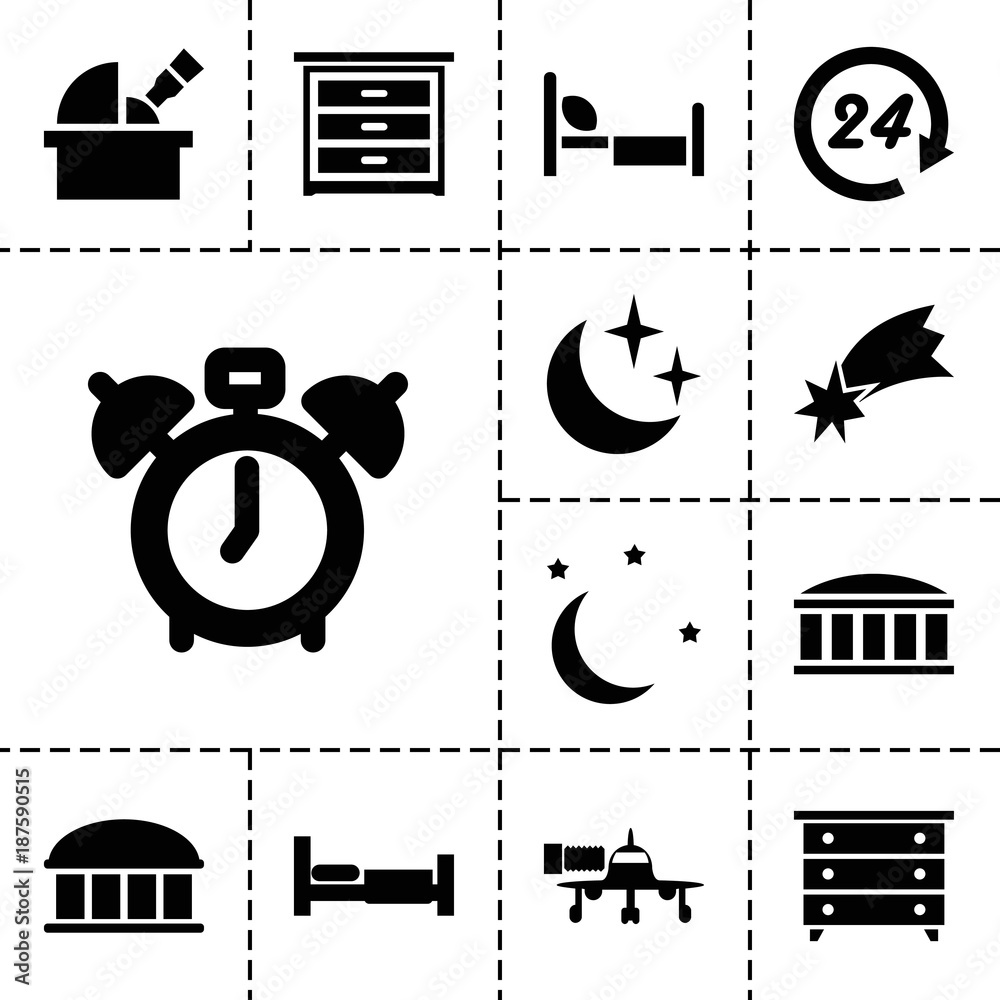 Poster night icons. set of 13 editable filled night icons