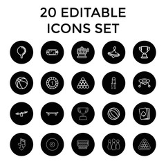 Game icons. set of 20 editable outline game icons
