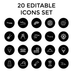 Sky icons. set of 20 editable outline sky icons