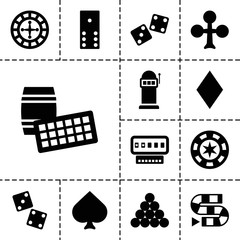 Gambling icons. set of 13 editable filled gambling icons