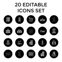 Cityscape icons. set of 20 editable outline cityscape icons