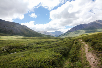Fototapeta na wymiar mountain landscape with scenic valley, Altai, Russia