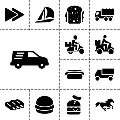 Fast icons. set of 13 editable filled fast icons