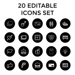 Thin icons. set of 20 editable outline thin icons