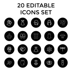 Beautiful icons. set of 20 editable outline beautiful icons