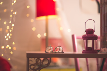 Glasses on a girl's table