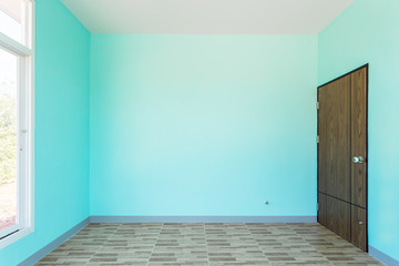 Construction Home Empty Room Blue color interior window white aluminum on wall
