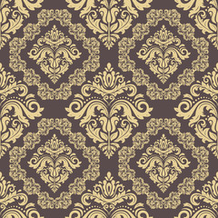 Orient vector classic brown and golden pattern. Seamless abstract background with vintage elements. Orient background