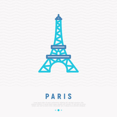 Eiffel tower thin line icon. Modern vector iilustration of landmark.