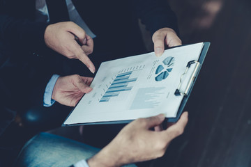 Businessman clarification document, financial results of the company differentiates successful as planned goals