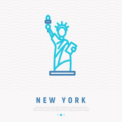 Statue of Liberty thin line icon. Modern vector illustration of american landmark.