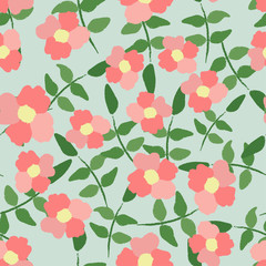 Seamless background with wild rose flowers