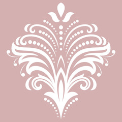 Floral vector white pattern with arabesques. Abstract oriental ornament. Vintage classic pattern
