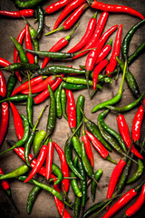 Ground red hot chili pepper on a tray.