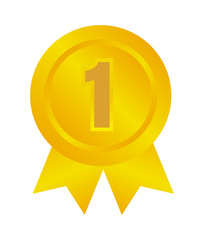 ranking medal icon illustration. 1st place (gold) 