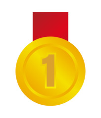 ranking medal icon illustration. 1st place (gold) 