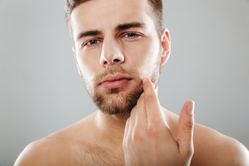 Close up portrait of a handsome bearded man