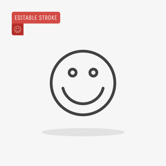 Outline Smile icon isolated on grey background. Line Happy face symbol. Editable stroke. Vector illustration. Eps10.