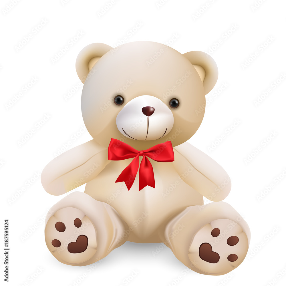 Wall mural  Cute teddy bear isolated on white background - vector and illustration.