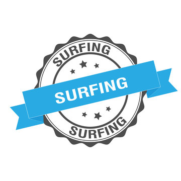 Surfing stamp illustration