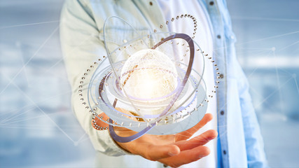 Connected earth globe concept icon on a futuristic interface