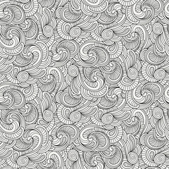 Doodle decorative ornamental curly vector seamless pattern
