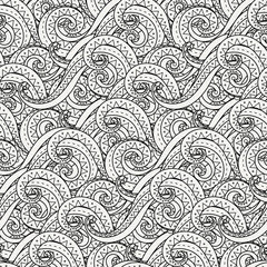 Doodle decorative ornamental curly vector seamless pattern