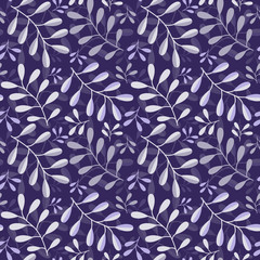 Vegetative vector seamless pattern in a flat style in the ultraviolet color.