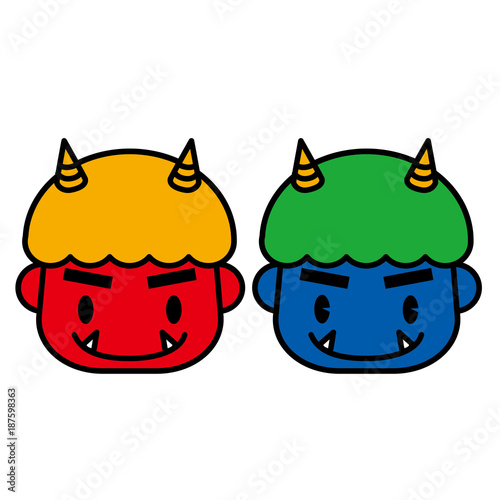 赤鬼と青鬼のイラスト 顔部分 お面 節分 ベクターデータ Stock 赤鬼と青鬼のイラスト 顔部分 お面 節分 ベクターデータ Stock