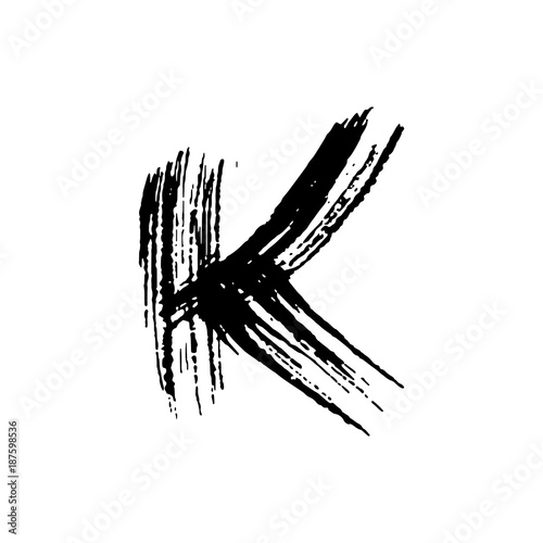 Letter K Handwritten By Dry Brush Rough Strokes Font Vector